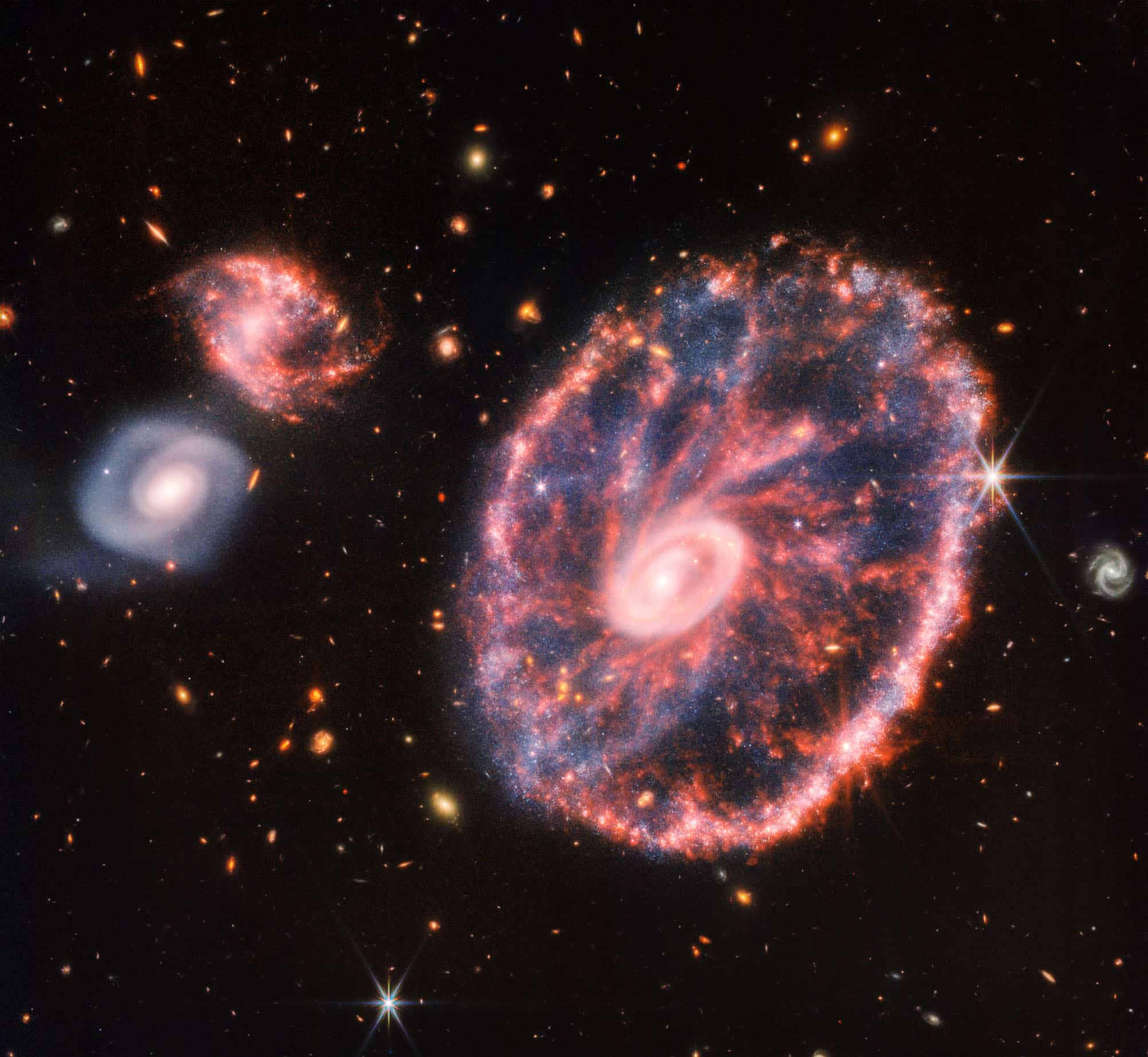 Galaxie de la roue de chariot vue par NirCam du JWST