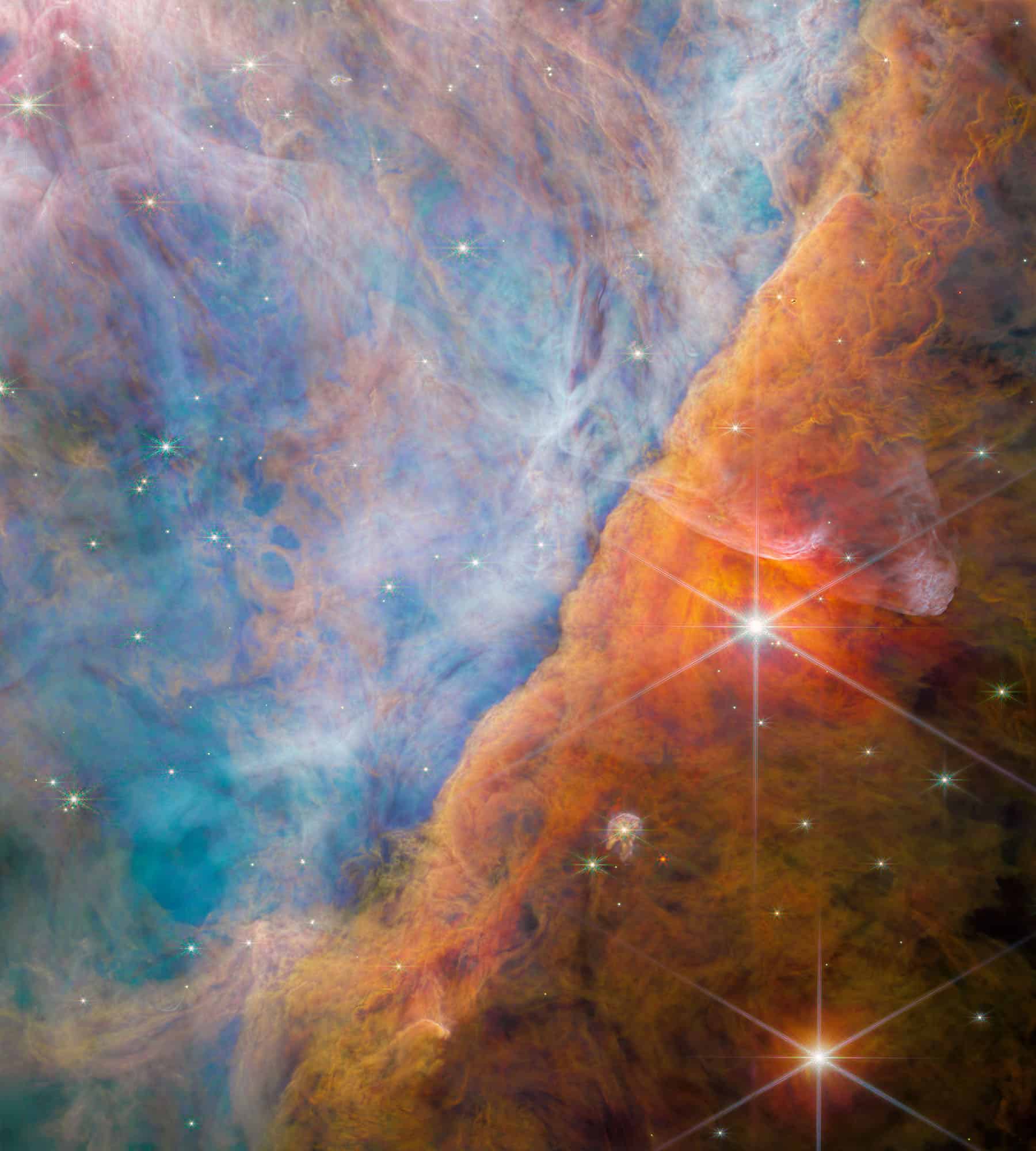 La Barre d'Orion partie de la nébuleuse d'Orion vue par NirCam du JWST
