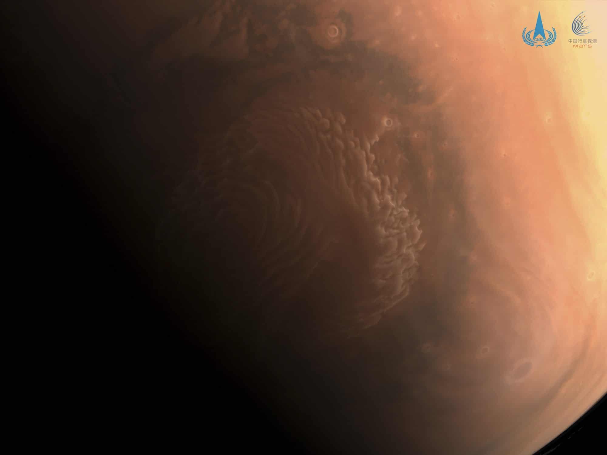 Mars photographiée par la sonde Tianwen-1. Une image communiquée par la CNSA en mars 2021. Crédit : CNSA