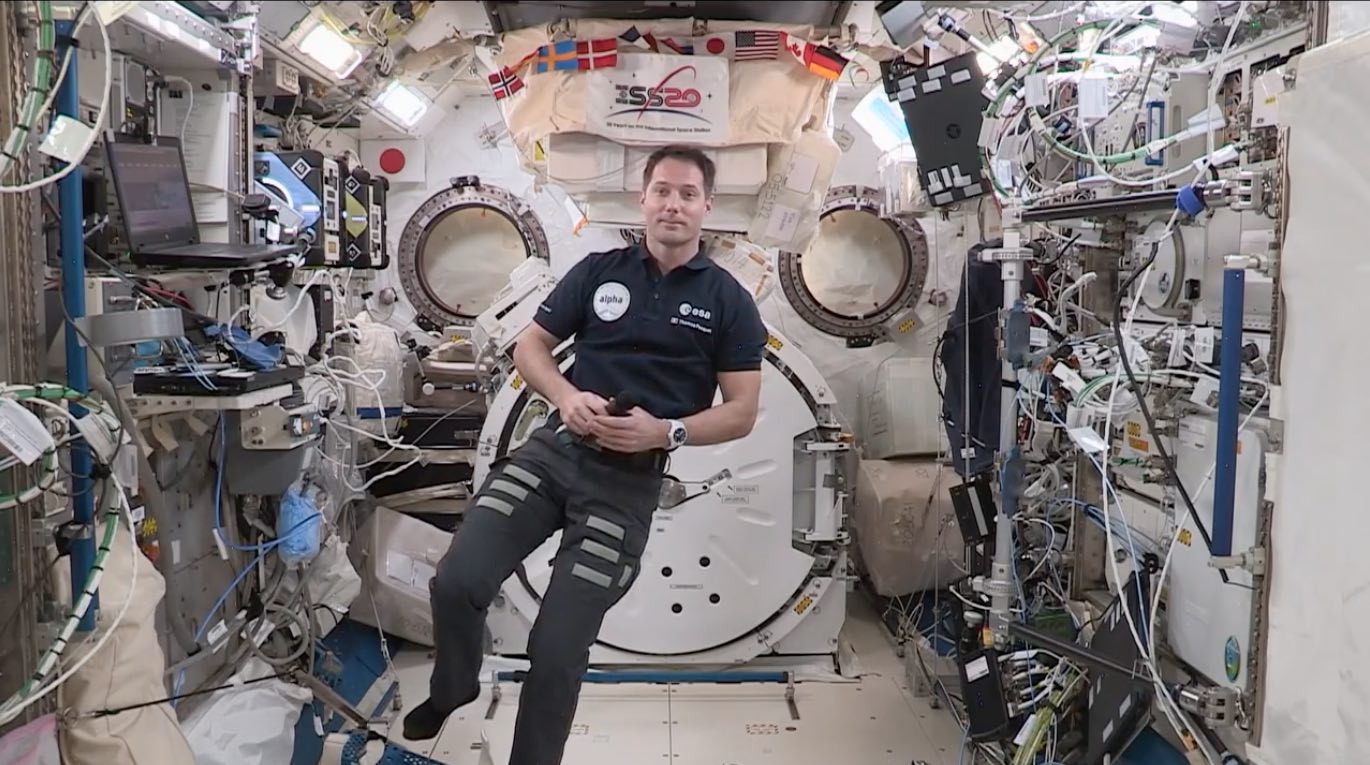 Thomas Pesquet lors d’un précédent direct depuis l’ISS. Crédit : NASA TV