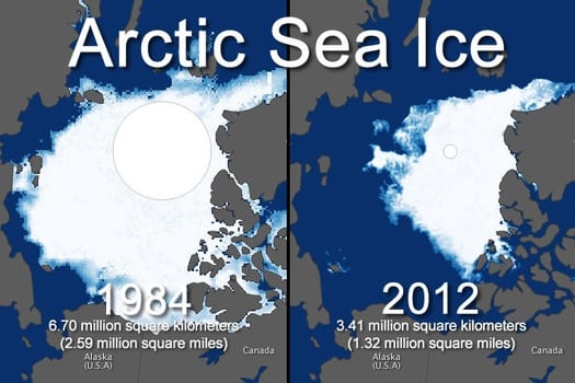 L&rsquo;océan Arctique vu de l&rsquo;espace : la banquise au plus bas