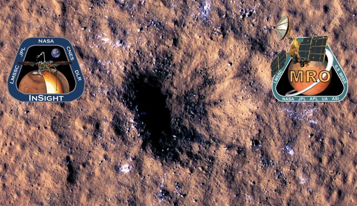 Un cratère martien et de la glace d’eau