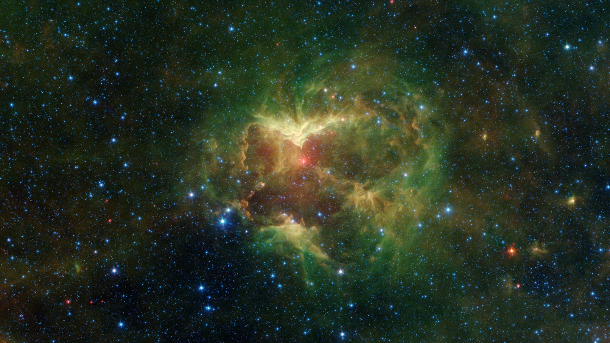 Ce nuage de gaz a été formé par une étoile massive (15 à 20 fois notre Soleil). Crédit : NASA/JPL-Caltech