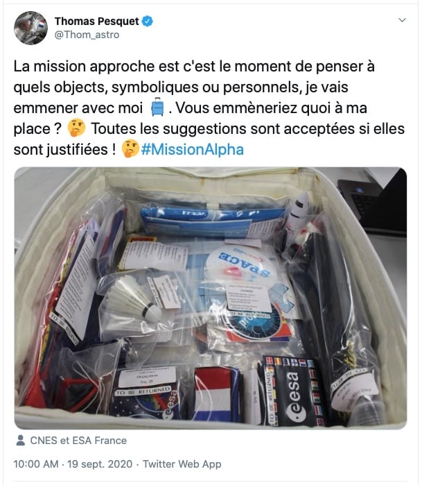 Aidez Thomas Pesquet à faire sa valise